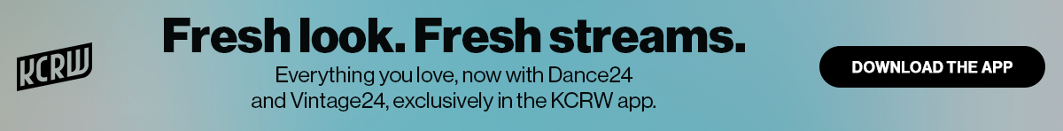 A banner ad reads: "KCRW: Fresh look. Fresh streams."