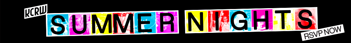 A flashing banner ad reads: KCRW. Summer Nights. RSVP Now.