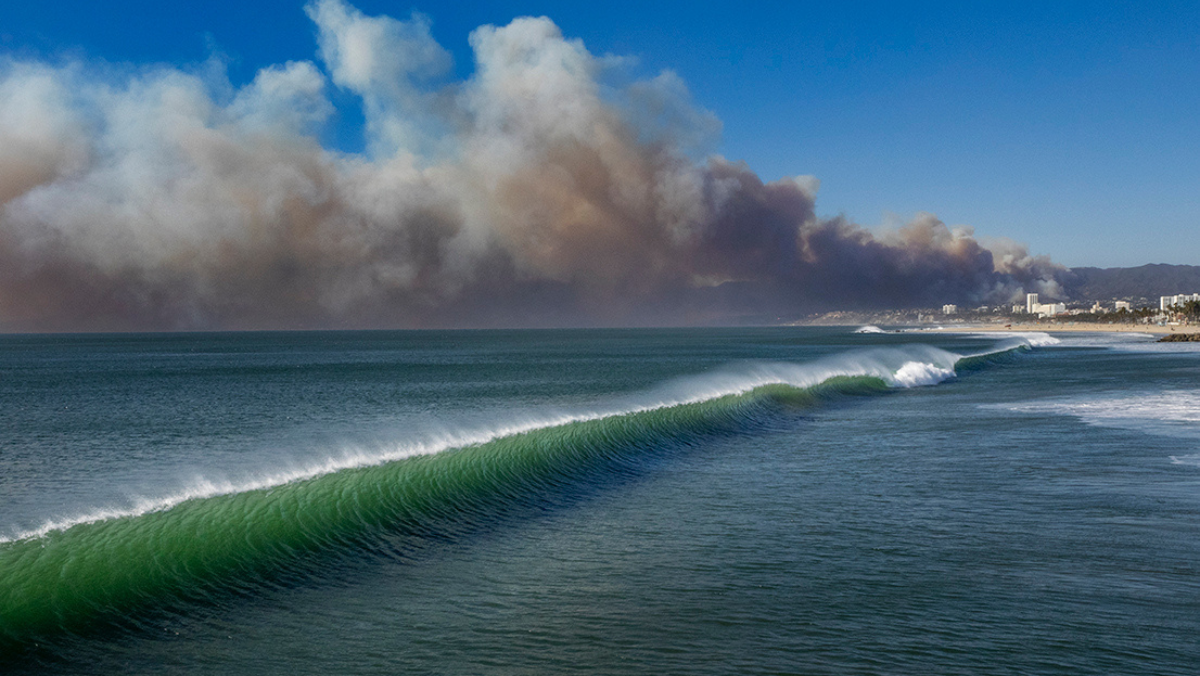 Fire and ocean; photo by Art Gray