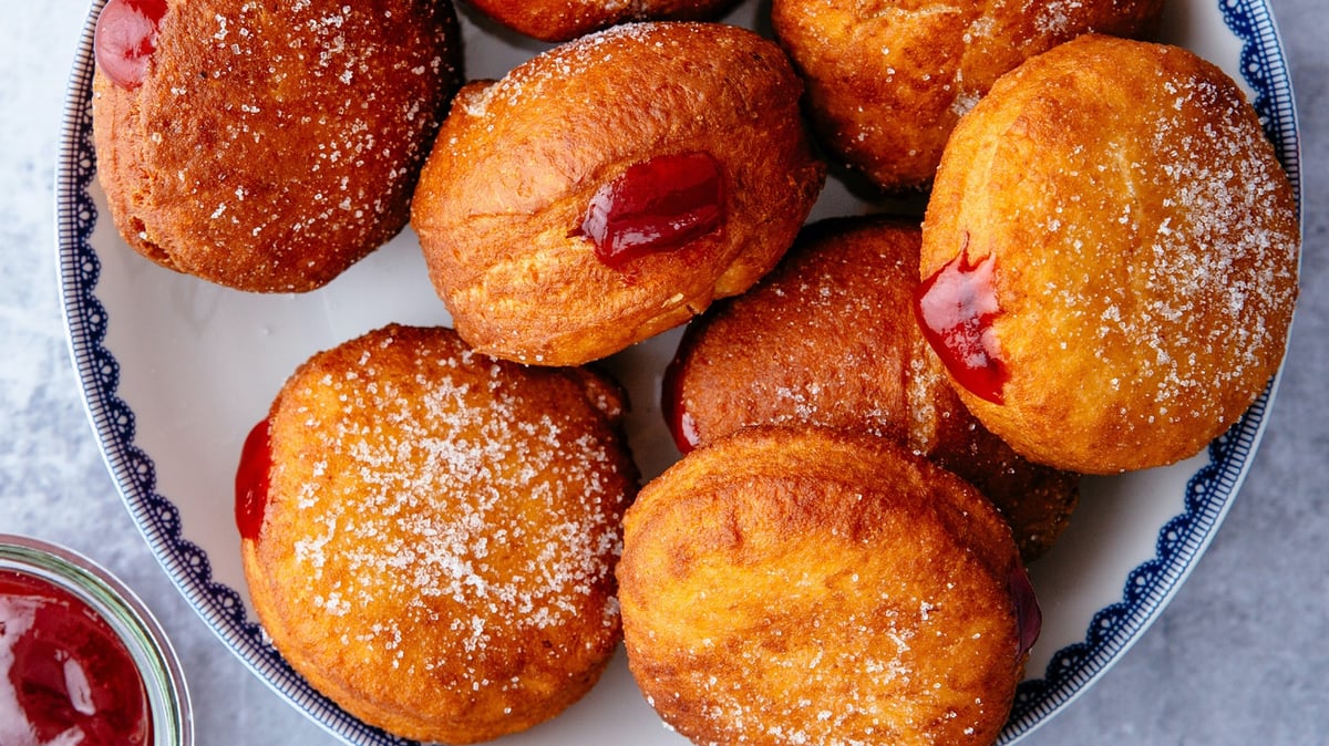 Beth Lee’s recipe for jelly donuts is versatile in that the oil, a symbolic recipe component of Hanukkah cooking, is incorporated into the dough, which works well either baked or fried. Photo by Annie Martin.