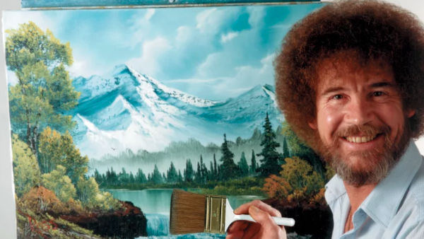 Bob Ross in front of painting Bob Ross Inc.AP