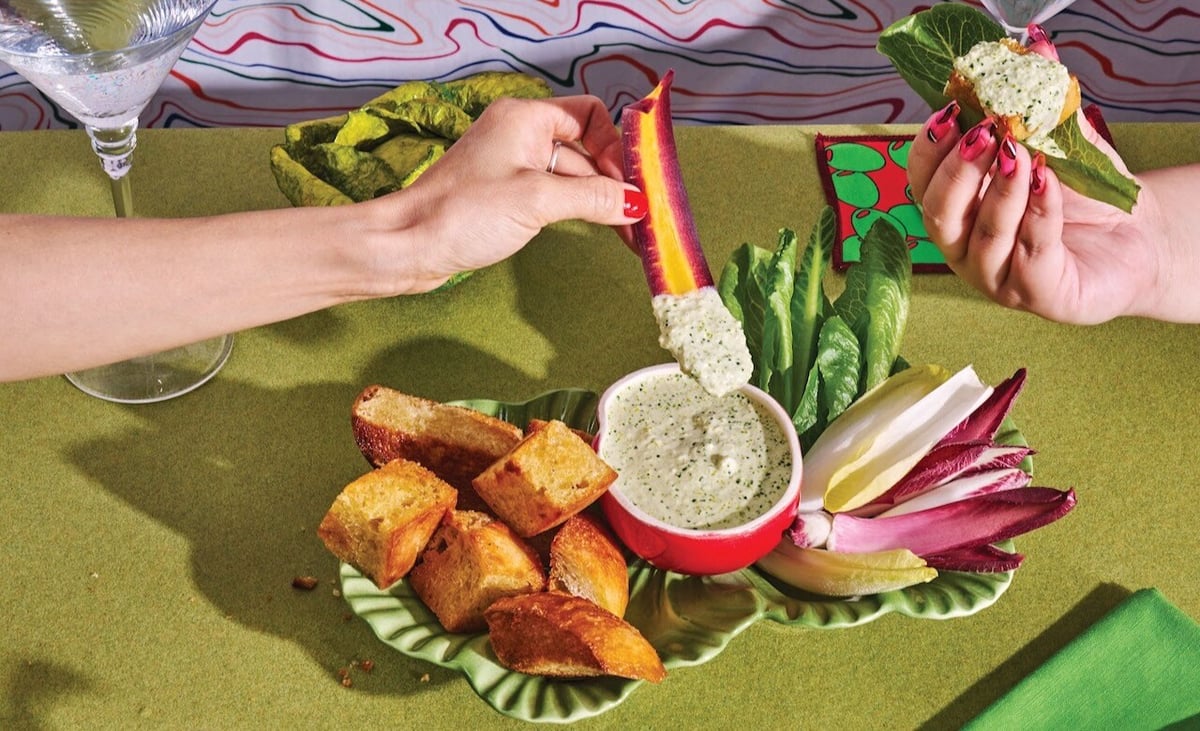 A Caesar salad dip uses an entire head of romaine lettuce as its base. Photo by Andrew Bui.