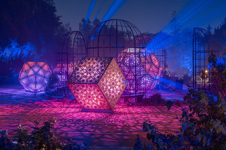 Celestial Shadows by HYBYCOZO lights up the Rose Garden during Enchanted Forest of Light © Kathryn Rapier