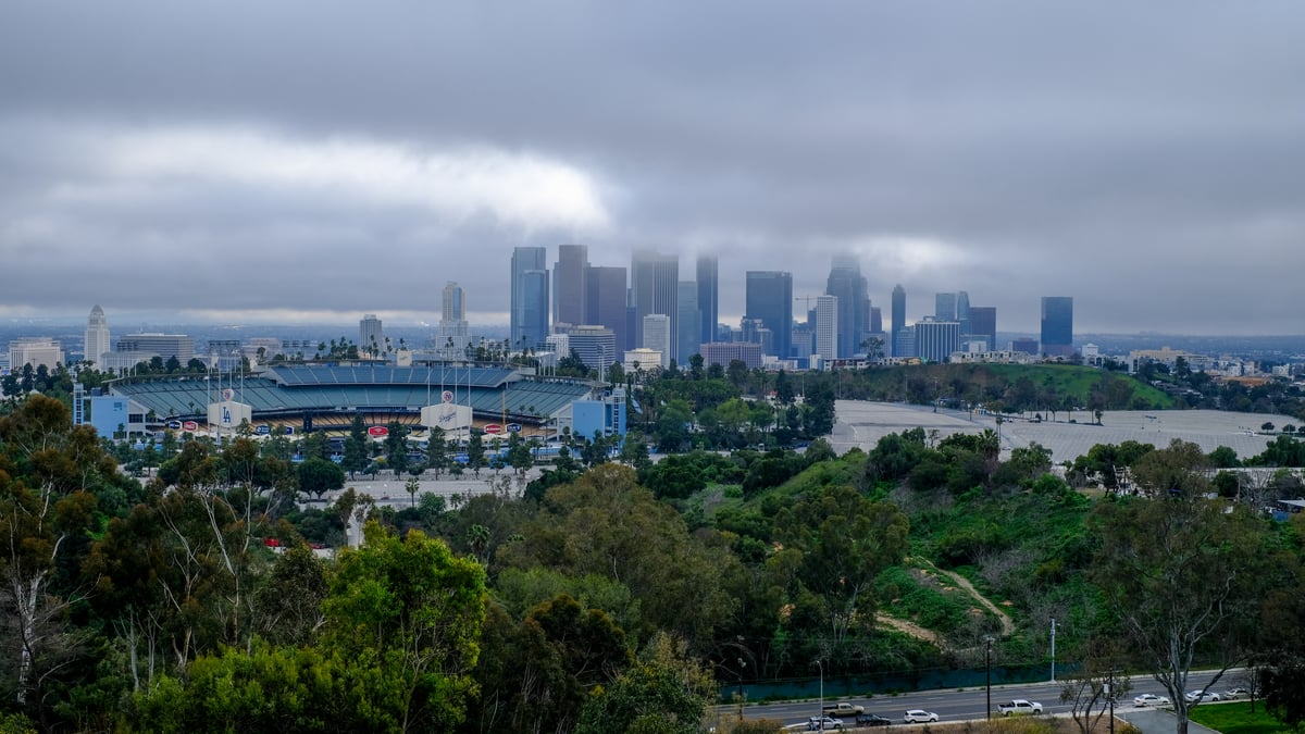 Dodger Stadium is seen from Elysian Park. Photo by Amy Ta.