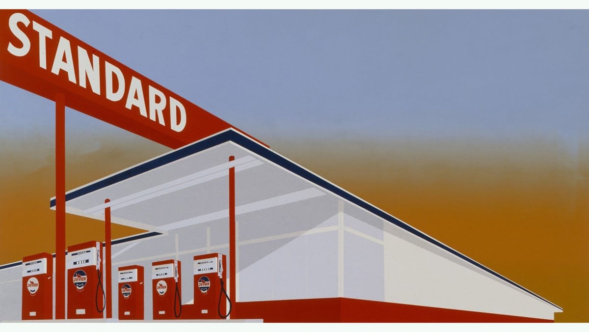 Edward Ruscha, Standard Station, 1966, Los Angeles County Museum of Art, Museum Acquisition Fund © Ed Ruscha, photo © Museum Associates/LACMA.