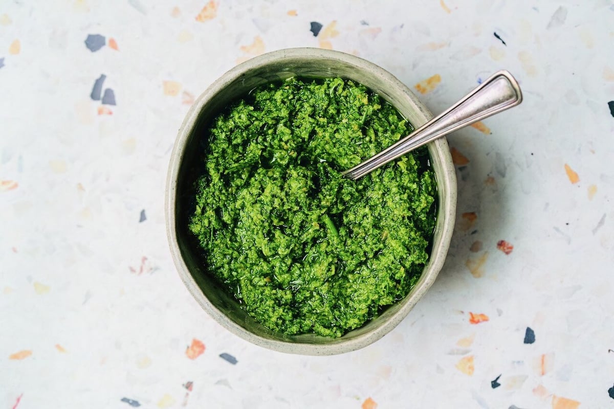 Fennel frond pesto is a way to use the entire plant and it has more texture and "grassiness" than its traditional basil counterpart. Photo by Hetty Liu McKinnon.