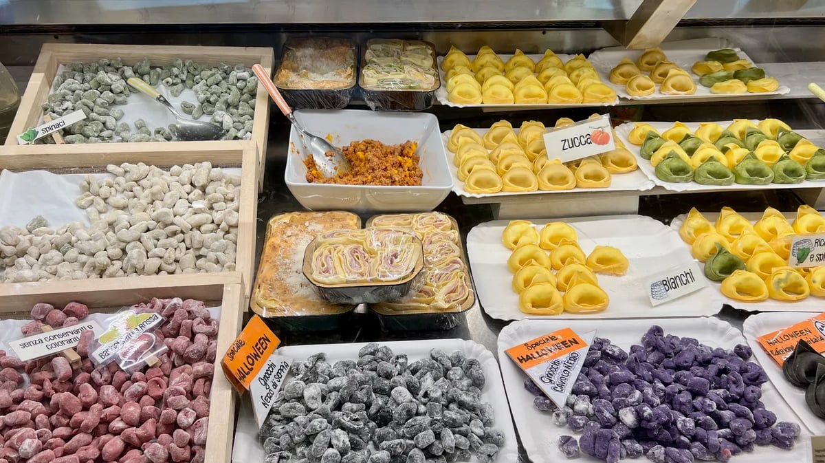 Here are a few of the many shapes and types of fresh pasta found in Modena. Photo by Evan Kleiman.-1