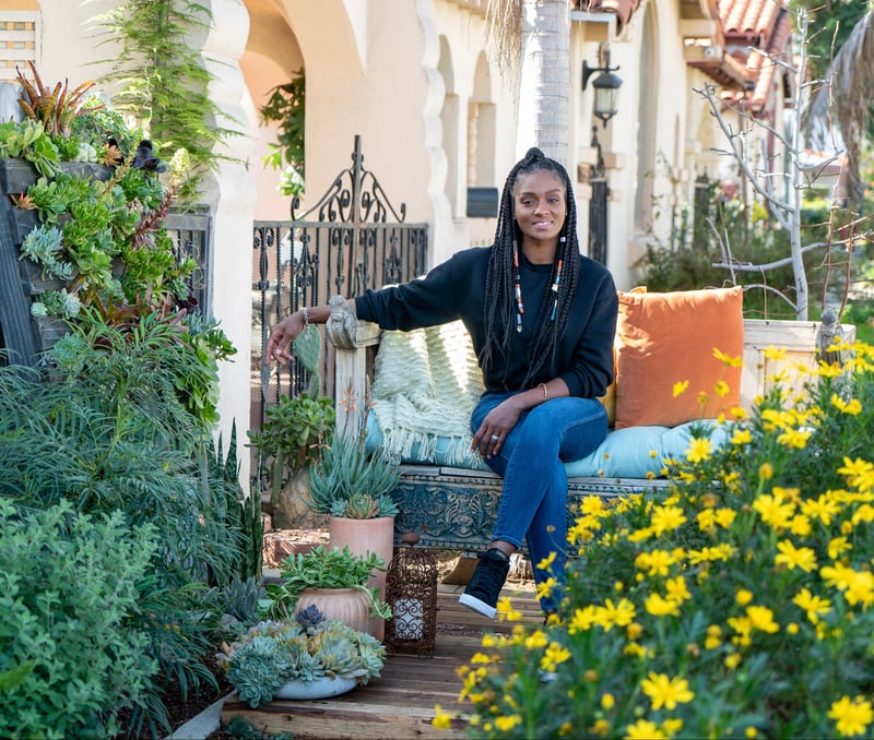 IMAGE 4, Brandy Williams in her South LA garden, image courtesy Garden Butterfly