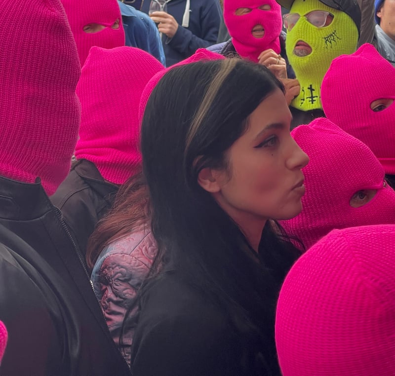 Nadya Tolokonnikova, with crowd in pink balaclavas, 3, IMG_5280 copy