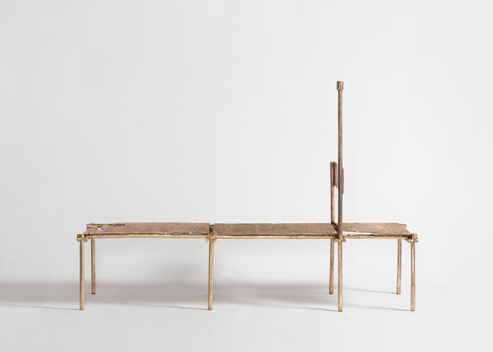 Nifemi Marcus-Bello Daybed w_ Candleholder, 2025 Copper, Bronze 53.0 H × 76.0 W × 21.0 D in. 134.6 H × 193.0 W × 53.3 D cm  Unique Edition of 4 + 1 AP