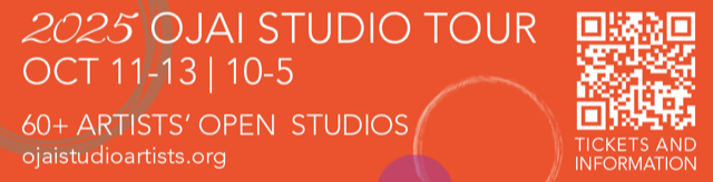 A banner ad reads: "2025 Ojai Studio Tour, Oct. 11-13, 10-5" and the website ojaistudioartists.org