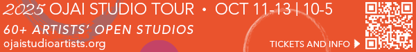 A banner ad reads "2025 Ojai Studio Tour, Oct. 11-13, 10-5" and the website ojaistudioartists.org