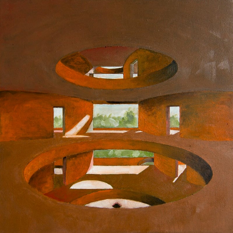 Pezo von Ellrichshausen, UBB Innovation Center, Concepción, Chile, 2018. Oil on canvas, 300 × 300 mm. Courtesy of PVE archive