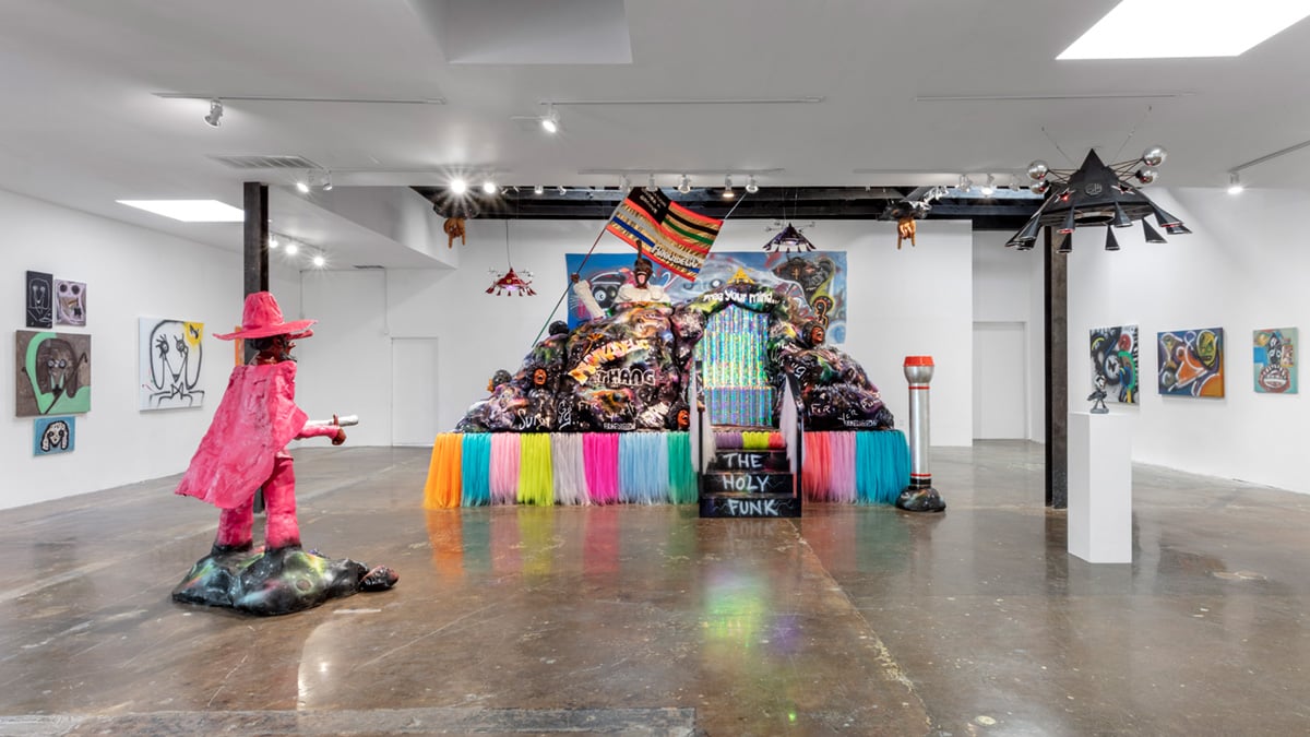 Installation view, George Clinton: The Rhythm of Vision, Jeffrey Deitch, Los Angeles, 2022. Courtesy of Jeffrey Deitch, Los Angeles. Photo: Josh White.