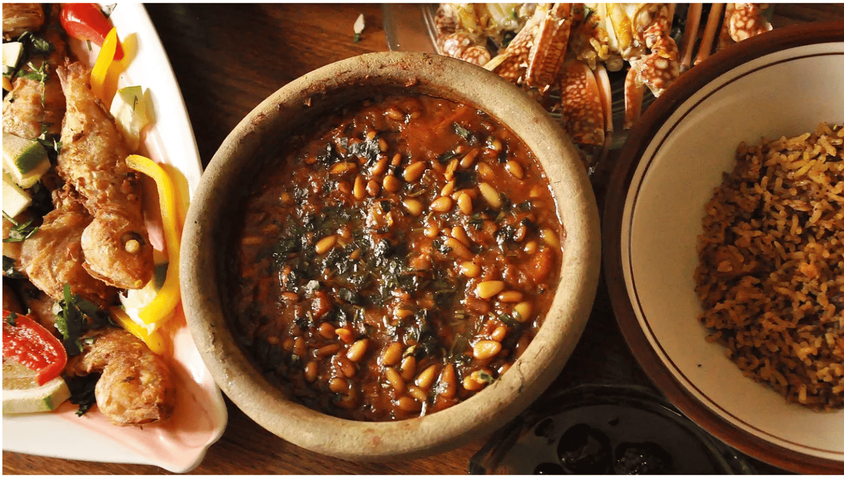 An array of Gazan dishes is laid out on the family table. Photo courtesy of Laila El-Haddad.