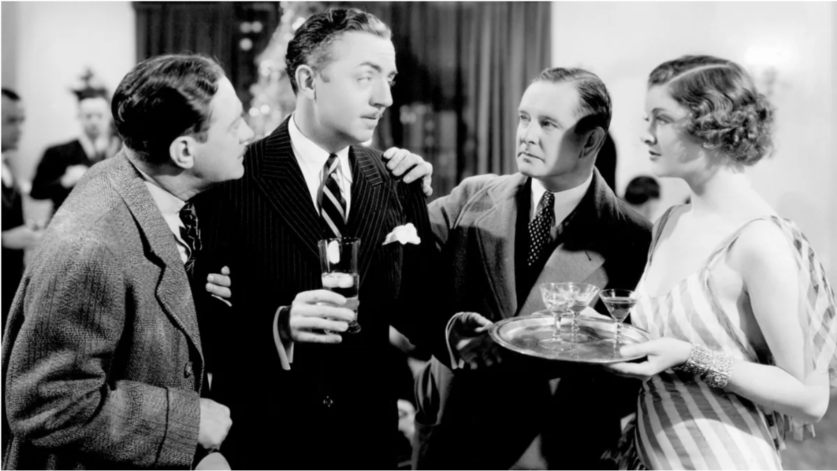 In "The Thin Man" movies, stars William Powell and Myrna Loy were often seen with cocktails in hand. Photo courtesy of Photofest.