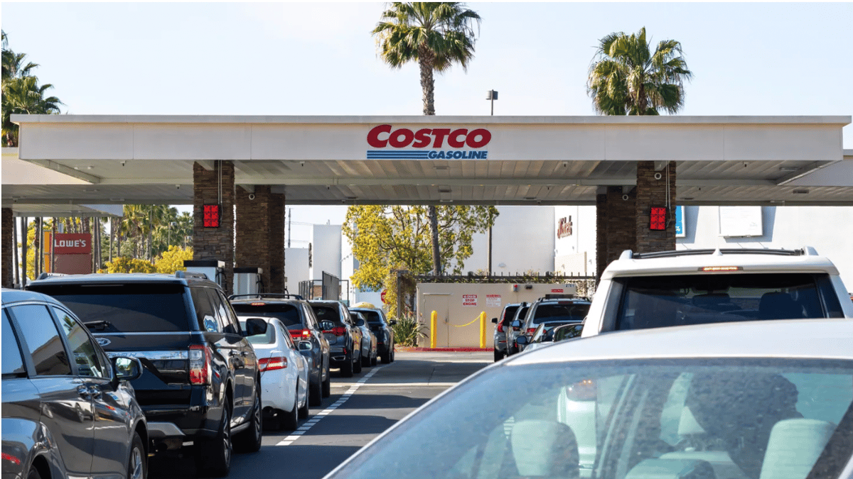 At this Costco in Irvine, California, low gas prices and good deals on foodstuffs lure countless shoppers. Photo courtesy of Shutterstock.