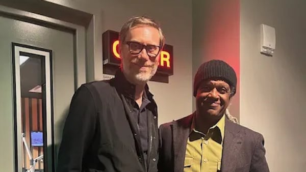 Stephen Merchant + Elvis Mitchell - Photo by KCRW