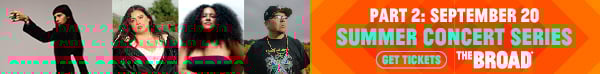 A banner ad reads: "Part 2 September 20 / Summer Concert Series / The Broad / Get Tickets"