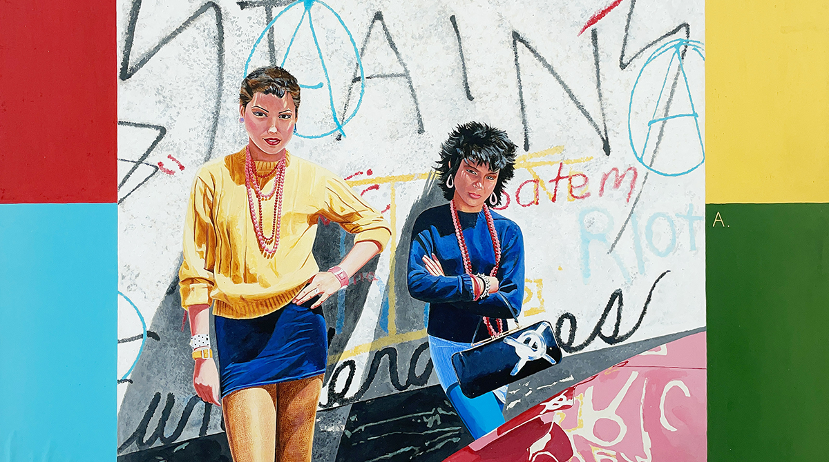 “Rochelle and Sandy”, 1980, acrylic on board, mounted on panel, 20.75 x 30.5 inches. Image courtesy of the artist and Odd Ark LA.