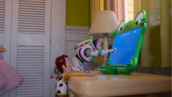 Woody, Buzz Lightyear, and Lilypad in Disney and Pixar’s TOY STORY 5. Credit: Photo courtesy of Pixar. © 2026 Disney/Pixar. All Rights Reserved.