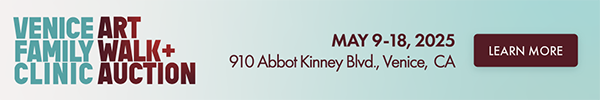 A banner ad reads: Venice Family Clinic Art Walk + Auction