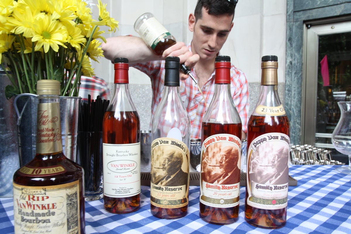 A bartender at Eleven Madison Park pours various Van Winkle bourbons. Photo by Kowarski/Flickr.