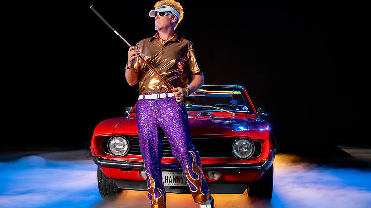 Will Ferrell in purple trousers