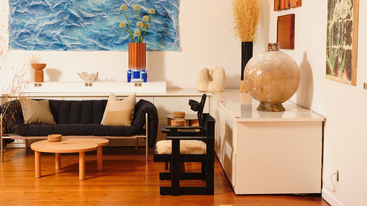Vessel, curated by Studio Anand Sheth, is one of the many design pop-ups in LA this weekend. Photo Credit: Bryson Malone. From left to right: Nihir Shah, Melanie Abrantes Designs, Gradient Matter, NJ Roseti, Lynette Betancur, Forager California, Joe Ferriso, Othr Space, and Cecilia Mignon. The LA show will also feature vintage furnishings from Fig & Oak's collection and 'In Bloom,' an exhibit of paintings by Júlia Godoy.