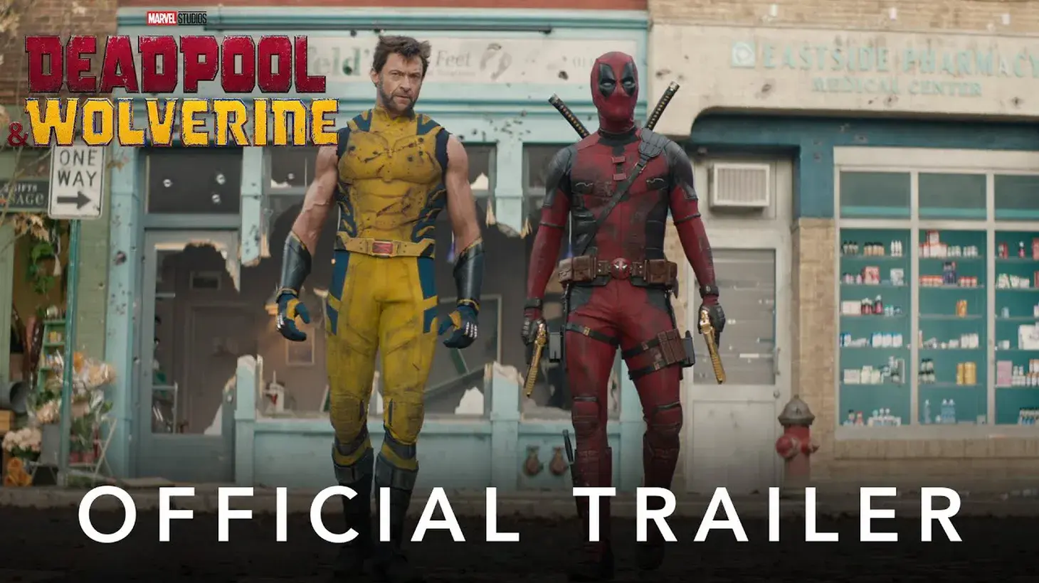 Hugh Hackman, Ryan Reynolds, Emma Cormin, Jon Favreau, Lewis Tan, and others star in “Deadpool & Wolverine.” Credit: YouTube.