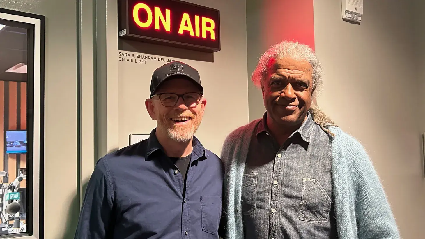 Ron Howard and Elvis Mitchell at KCRW HQ. Photo by Rebecca Mooney/KCRW