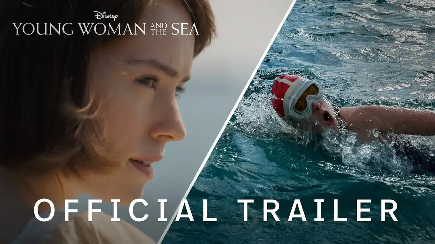 “Young Woman and the Sea” stars Daisy Ridley as Trudy Ederle, who became the first woman to swim across the English Channel in 1926. Credit: YouTube.