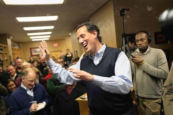 SIOUX CITY, IA - JANUARY 01: Republican presidential candidate former U.S. Senator Rick Santorum (R-PA) speaks during a campaign stop at the Daily Grind coffee shop on January 1, 2012 in Sioux City, Iowa. The GOP presidential contenders are crisscrossing Iowa in the final stretch of campaigning before the January 3rd caucus, the first test the candidates must face before becoming the Republican presidential nominee. (Photo by Scott Olson/Getty Images)