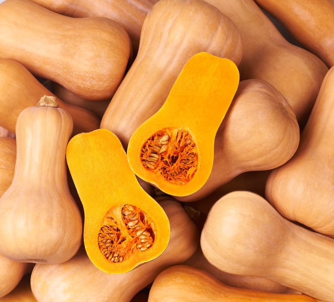 Butternut squash, cut and whole