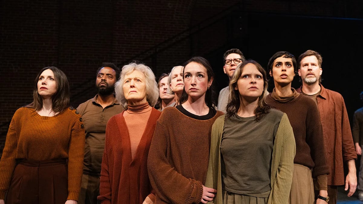 Actors rehearse Tim Robbins’ new stage play “Topsy Turvy: A Musical Greek Vaudeville” at the Actors’ Gang theater. Photo by Ashley Randall.