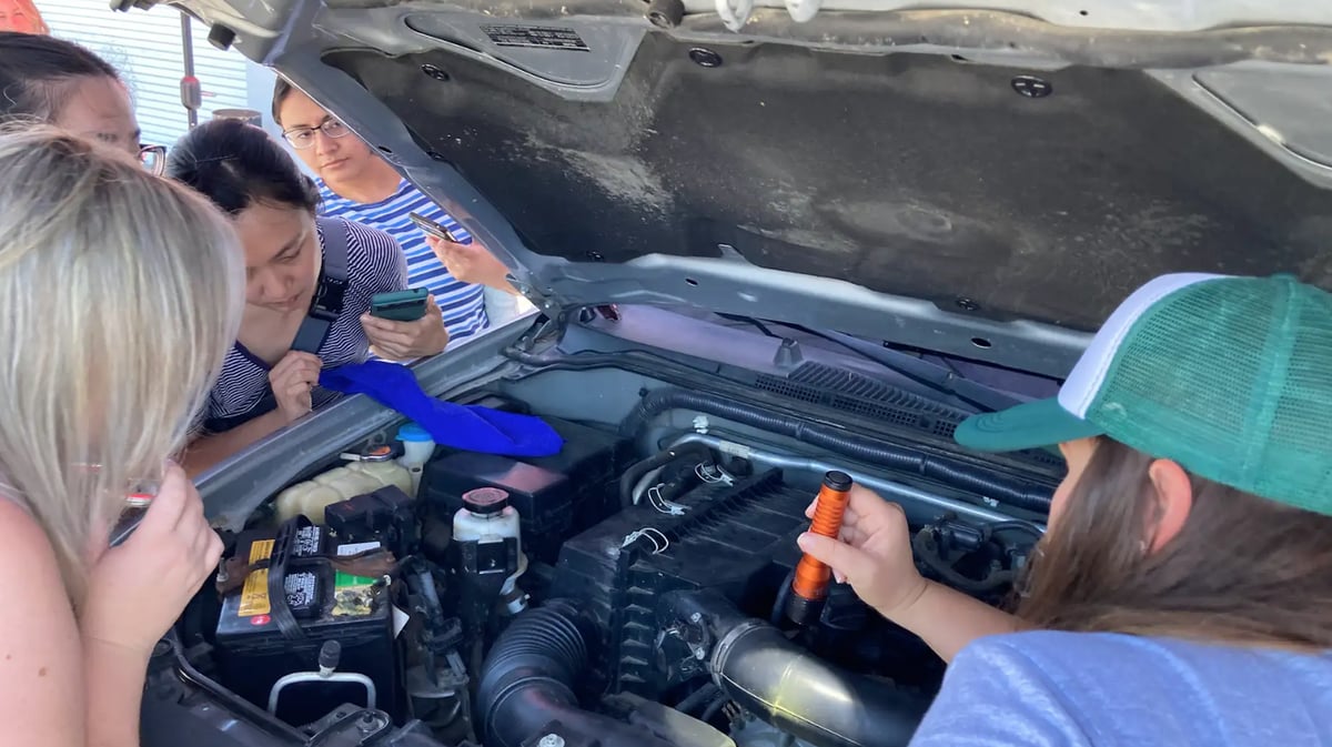 The Women with Wrenches workshop in Costa Mesa offers basic car maintenance skills – for women and by women. Photo by Danielle Chiriguayo.